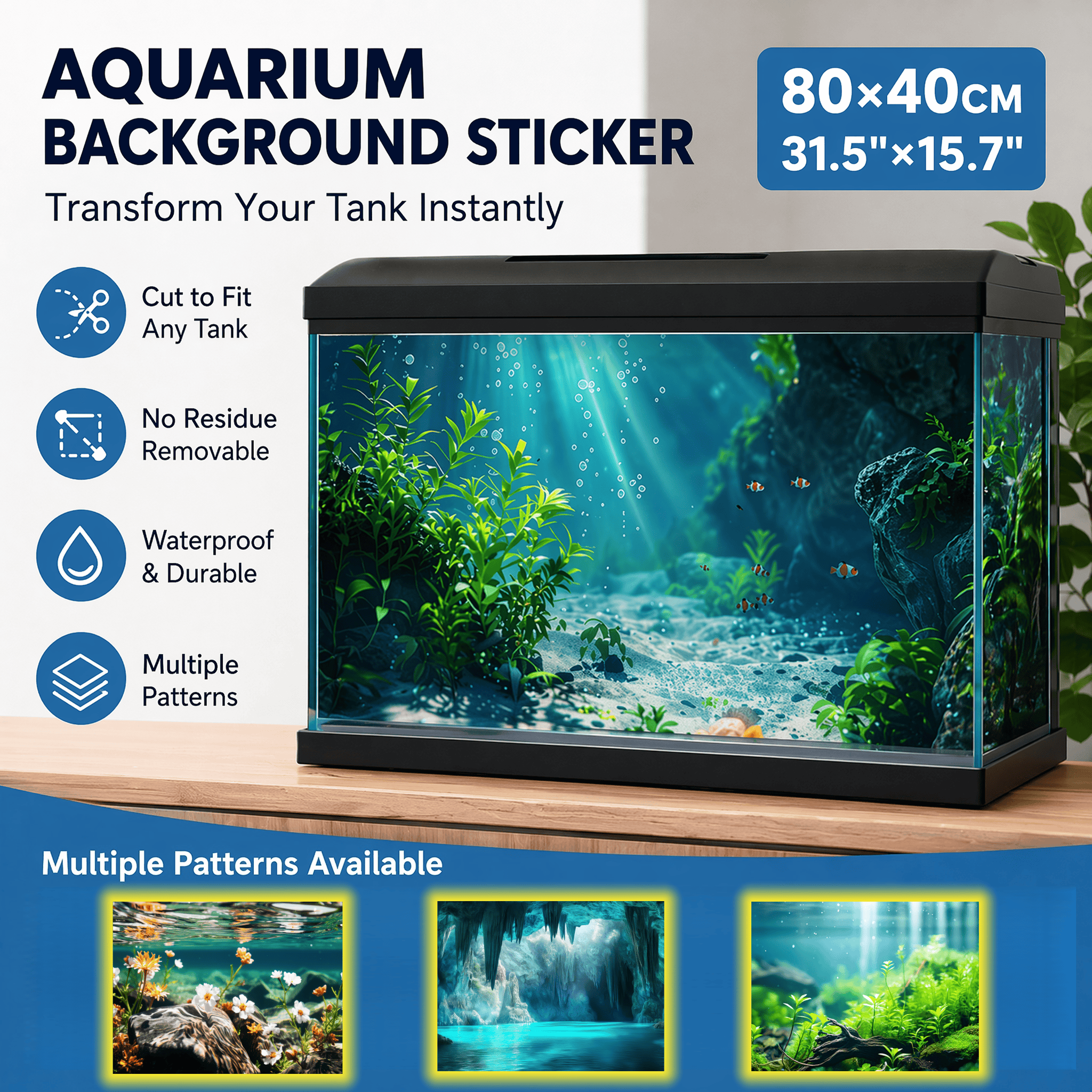 Aquarium Fish Wallpaper Hd - Aquarium Background Sticker 80x40cm Waterproof Fish