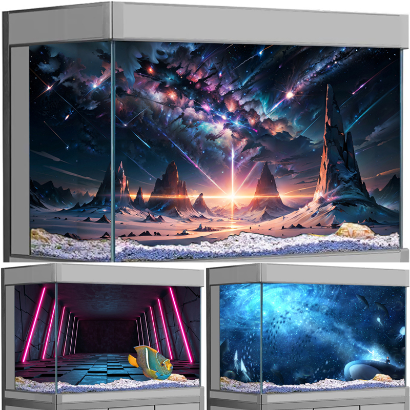 Aquarium Fish Wallpaper Hd - Galaxy Starry Sky PVC Aquarium Background