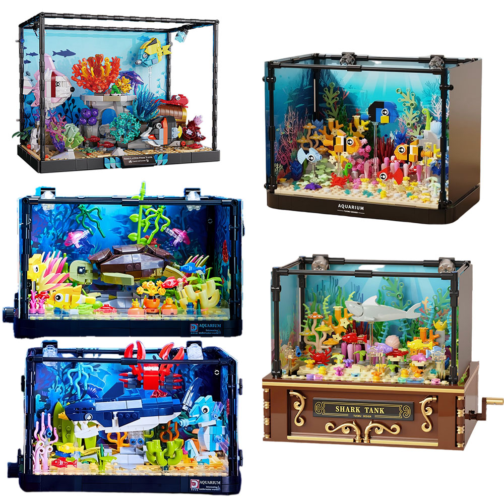 Aquarium Fish Lego - MOC Fish Tank Model LED Building