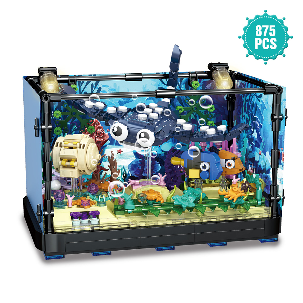 Aquarium Fish Lego - Fish Tank Block Set with Lights,