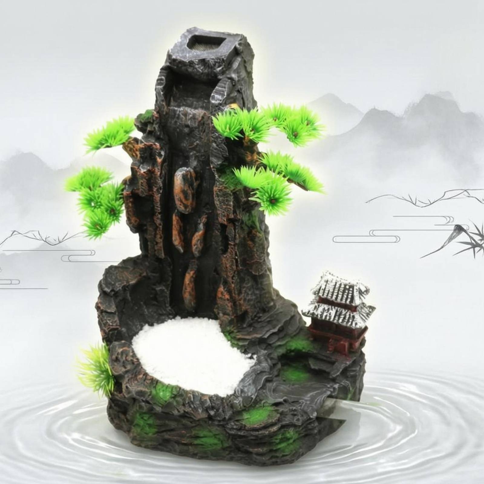 Resin Mountain Waterfall Ornam - Aquarium Fish Long ulasan dan harga