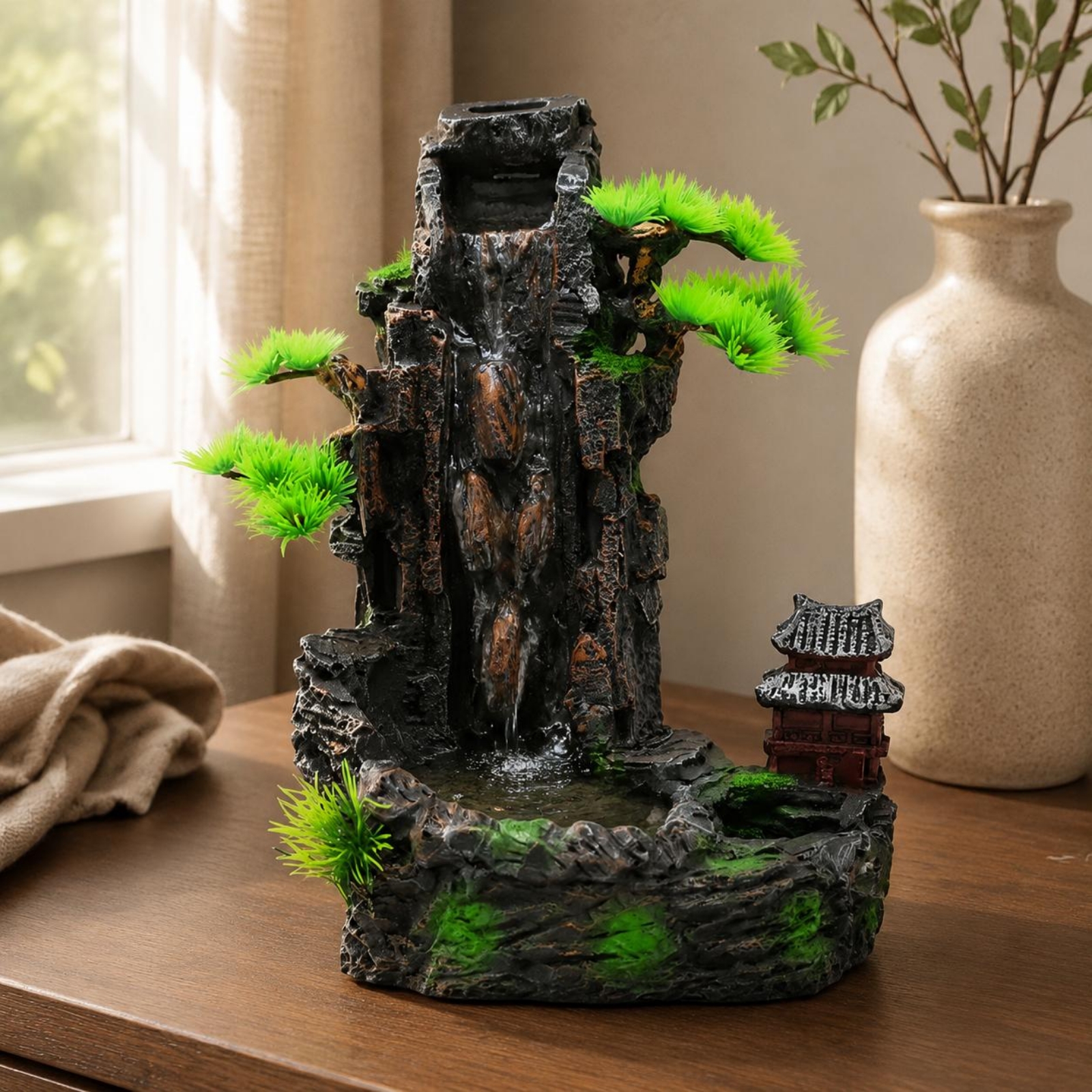 Resin Mountain Waterfall Ornam - Aquarium Fish Long ulasan dan harga