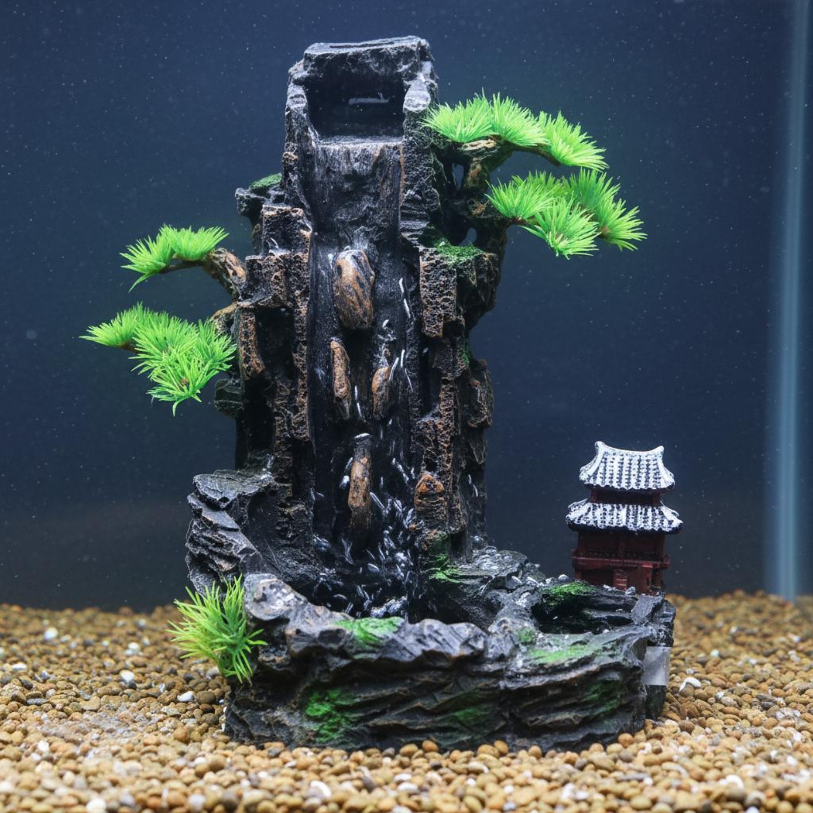 Resin Mountain Waterfall Ornam - Aquarium Fish Long ulasan dan harga