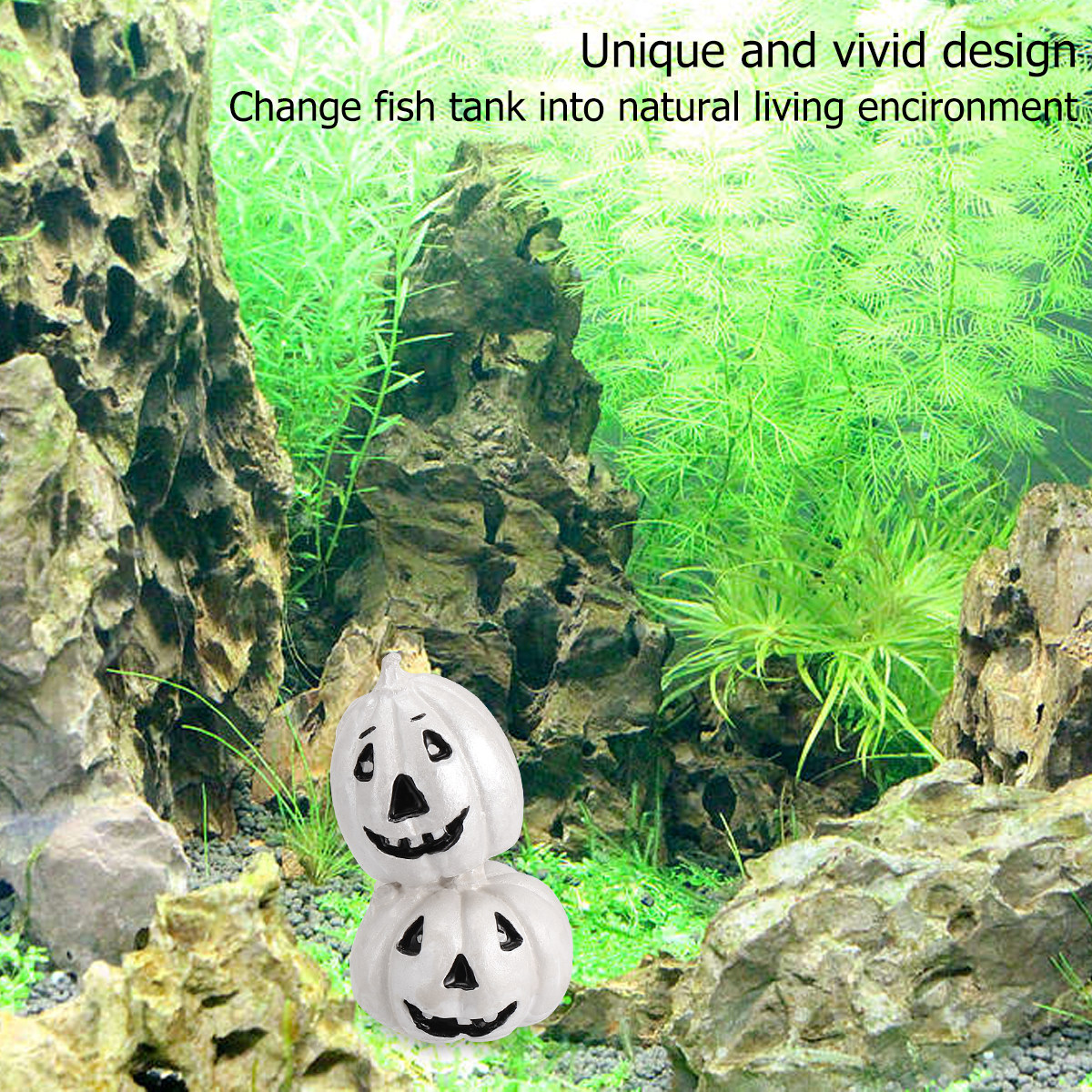 2Pcs Unique Resin Pumpkin Aqua - Aquarium Fish Hiding Spot ulasan dan harga