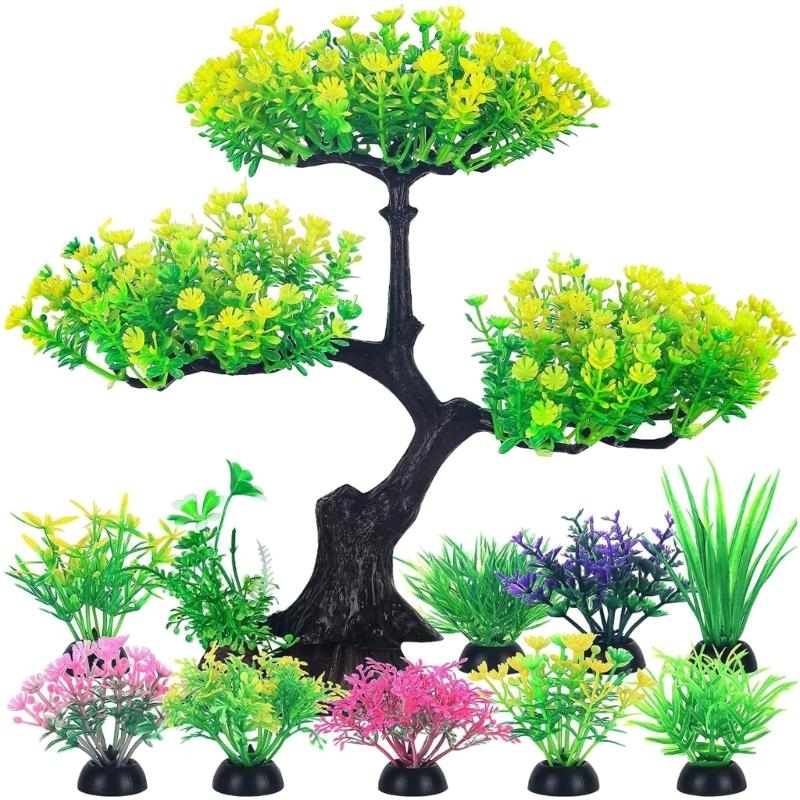 10 Pcs Artificial Green Aquati - Aquarium Fish Hiding Spot ulasan dan harga
