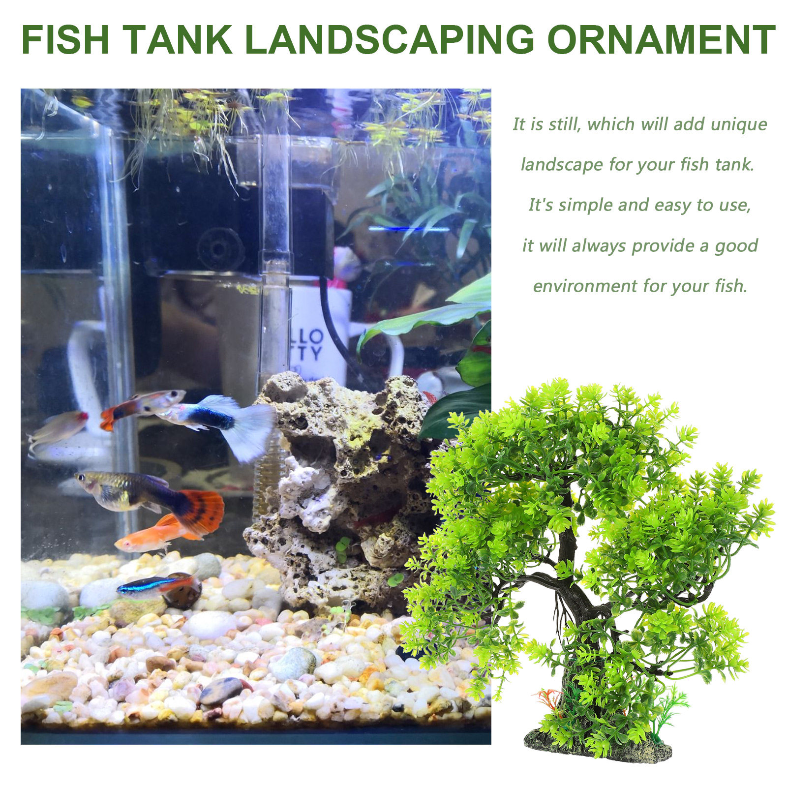Green Artificial Aquarium Tree - Aquarium Fish Hiding Spot ulasan dan harga