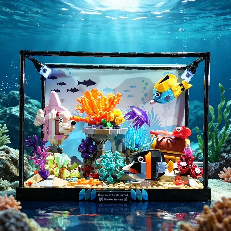 MOC Fish Tank Model LED Buildi - Aquarium Fish Lego ulasan dan harga