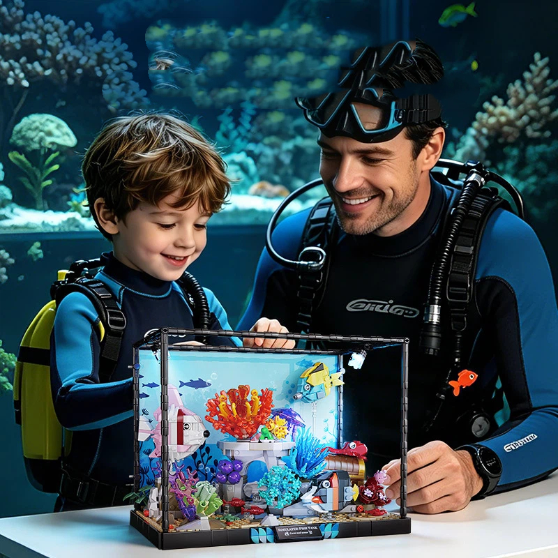 MOC Fish Tank Model LED Buildi - Aquarium Fish Lego ulasan dan harga