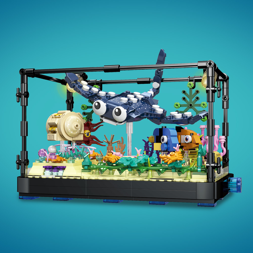 Fish Tank Block Set with Light - Aquarium Fish Lego ulasan dan harga