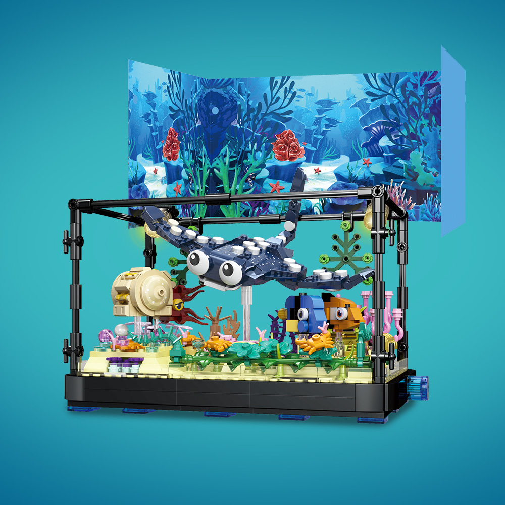 Fish Tank Block Set with Light - Aquarium Fish Lego ulasan dan harga