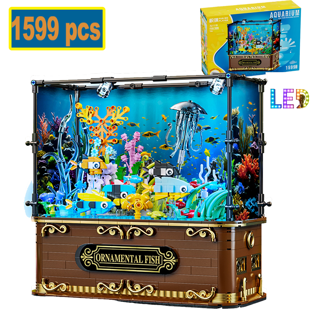 1599+pcs MOC Fishbowl Aquarium - Aquarium Fish Lego ulasan dan harga