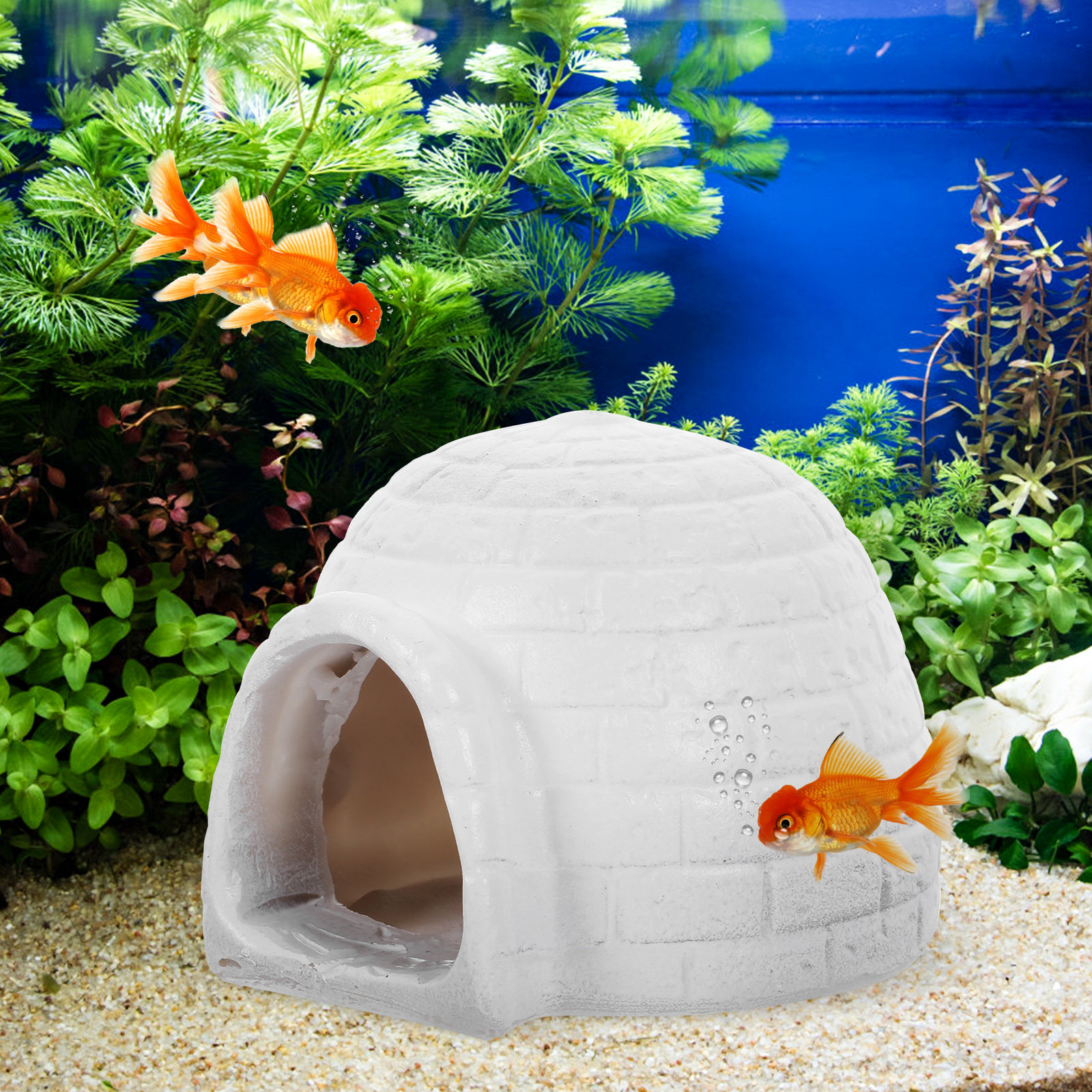 Resin Igloo Fish Tank Ornament - Aquarium Fish Hiding Spot ulasan dan harga